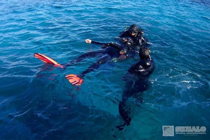 a person swimming in the water